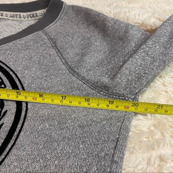 PINK Victoria’s Secret Campus V-Neck Gray Longsleeves Sweatshirt - Size: Small - Picture 4 of 11